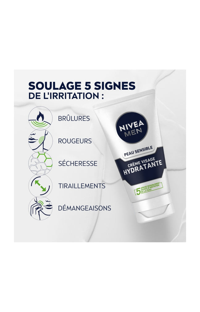 2 crèmes hydratantes - Peaux sensibles - Homme - 75 ml