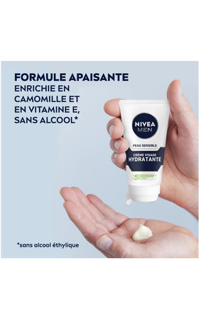 2 crèmes hydratantes - Peaux sensibles - Homme - 75 ml