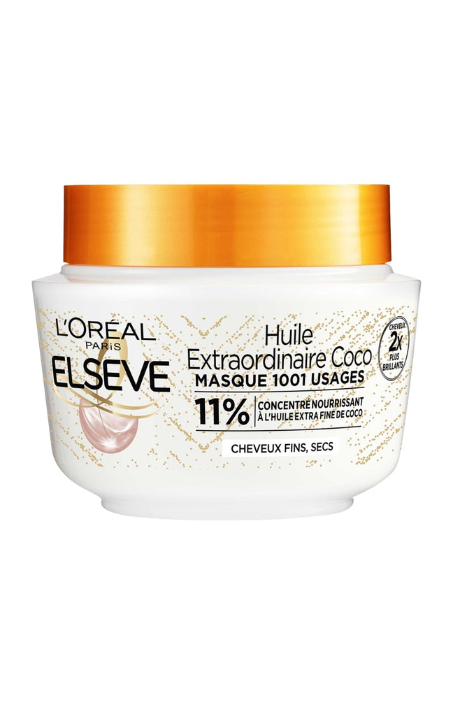 2 masques nourrissants - Huile de coco - Cheveux fins & secs - 250 ml