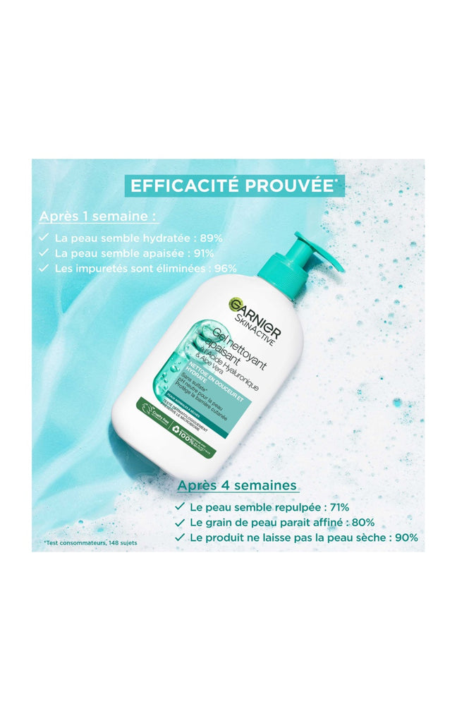 Gel nettoyant apaisant - Acide hyaluronique & aloe vera - Peaux normales à sèches - 250 ml