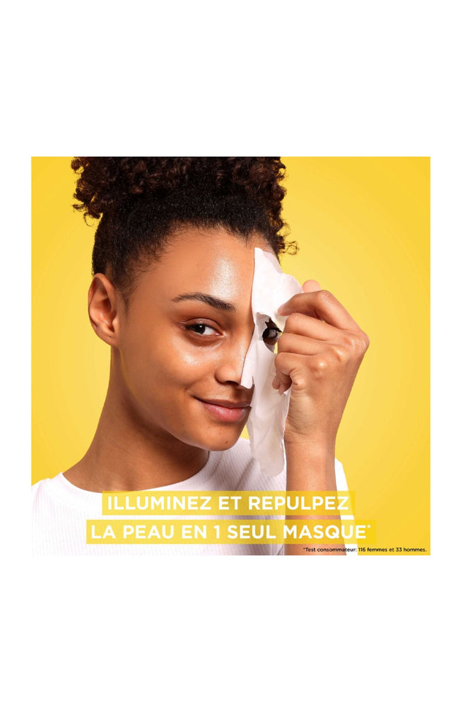 3 masques en tissu booster d'éclat - Vitamine C & acide hyaluronique - Visage