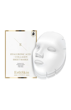 Masques en tissu - Acide hyaluronique & collagène - Visage - 3 unités