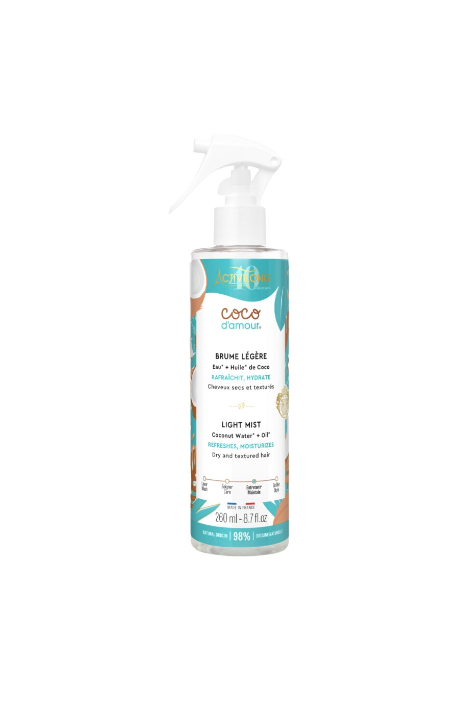 Brume légère - Noix de coco - Cheveux secs & texturés - 260 ml