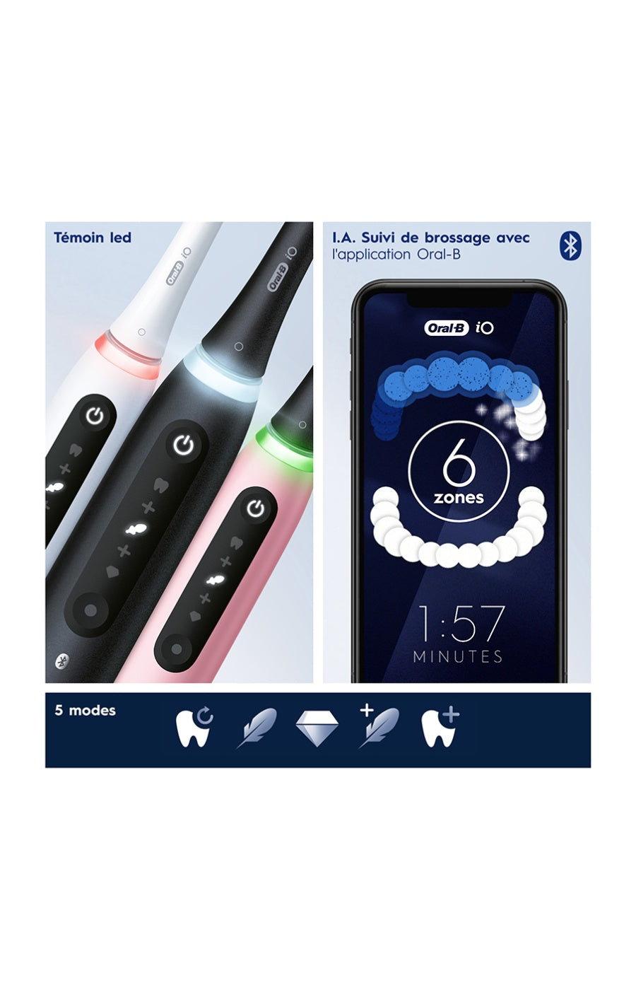 Brosses à dents électriques - iO5 - Blanc & noir