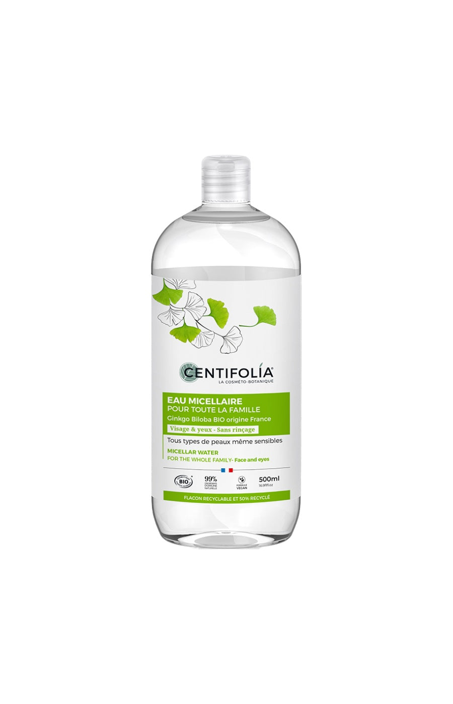 Eau micellaire bio - Ginkgo biloba - Visage - 500 ml