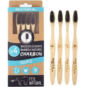 Lot 4 brosses à dents Charbon - Souple - Feel Natural