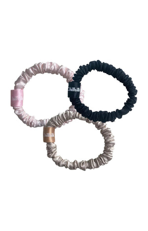 Chouchous en soie - Tiny - Noir, rose & beige