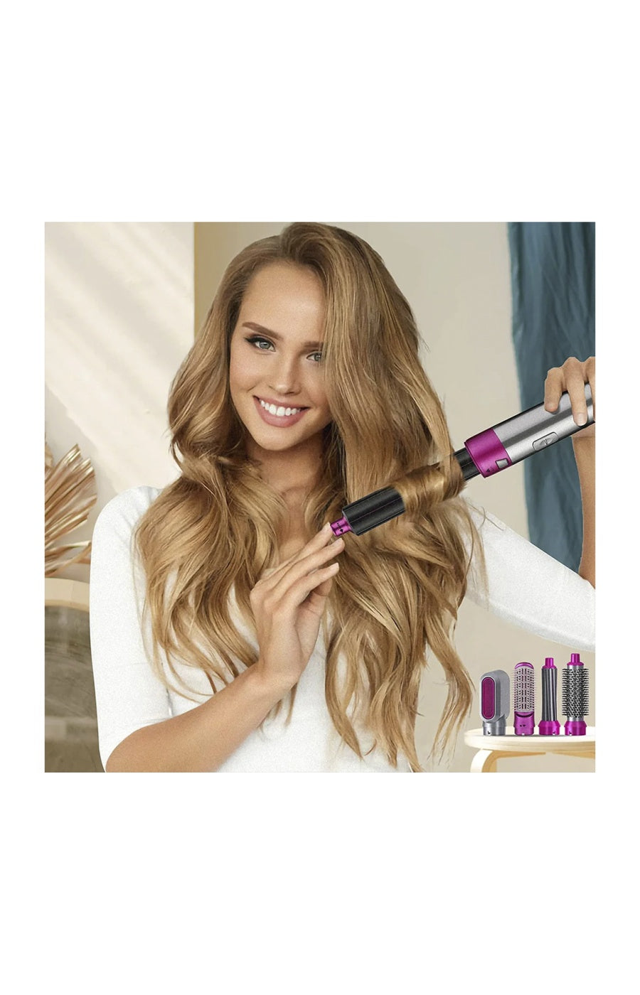 Kit sèche-cheveux 5-en-1 - Lissage, séchage & bouclage - 6 produits