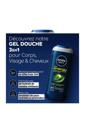 Gels douche 3-en-1 à la menthe - Visage, corps & cheveux - Homme - 3 x 250 ml