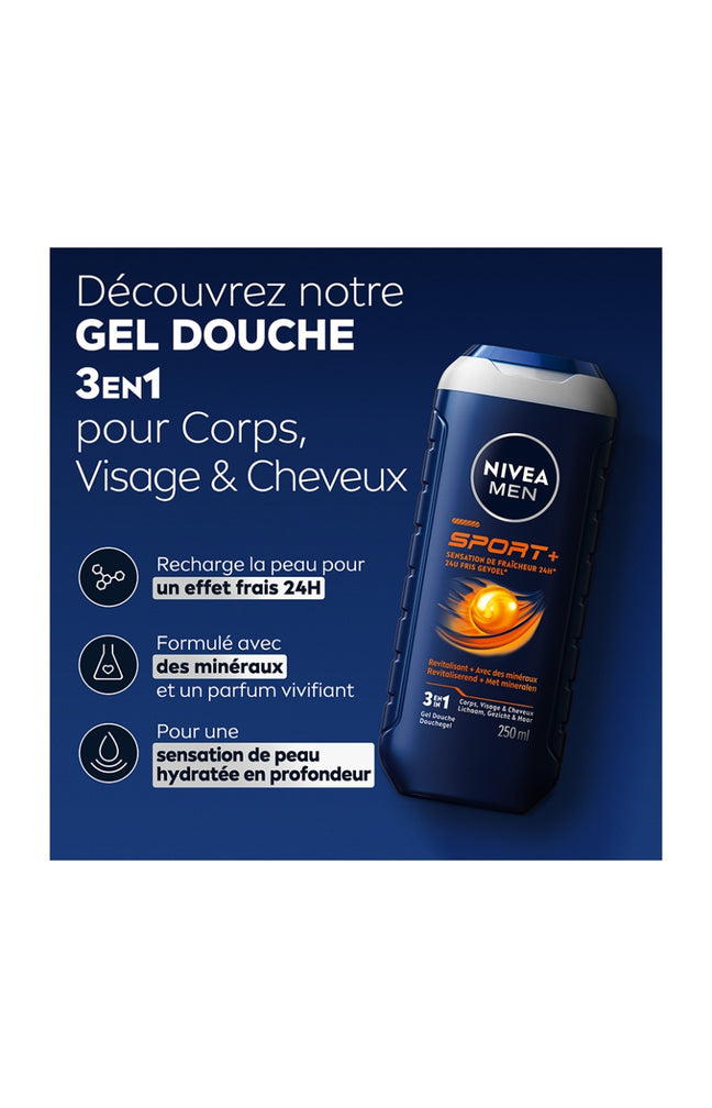 Gel douche 3-en-1 au citron vert - Visage, corps & cheveux - Homme - 250 ml