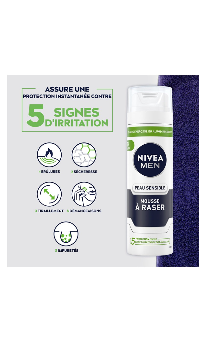 2 mousses à raser - Peaux sensibles - Homme - 200 ml