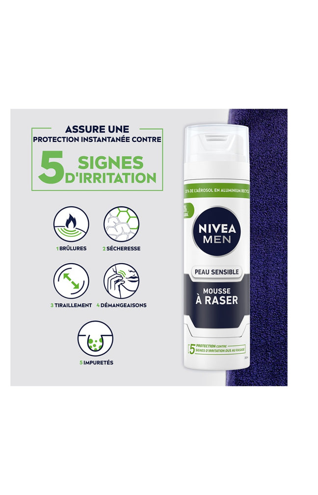 2 mousses à raser - Peaux sensibles - Homme - 200 ml