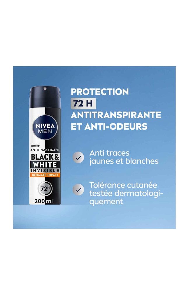 2 déodorants anti-transpirants anti-traces blanches 72 h - Black & White - Homme - 200 ml