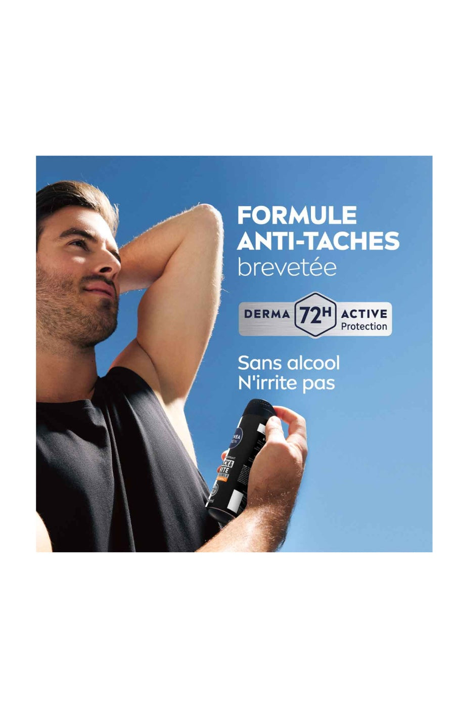 2 déodorants anti-transpirants anti-traces blanches 72 h - Black & White - Homme - 200 ml