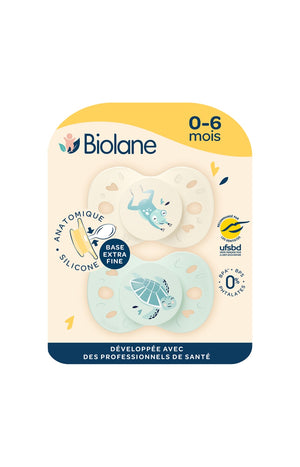 Tétines anatomiques - Animaux - 0 à 6 mois - Vert & beige