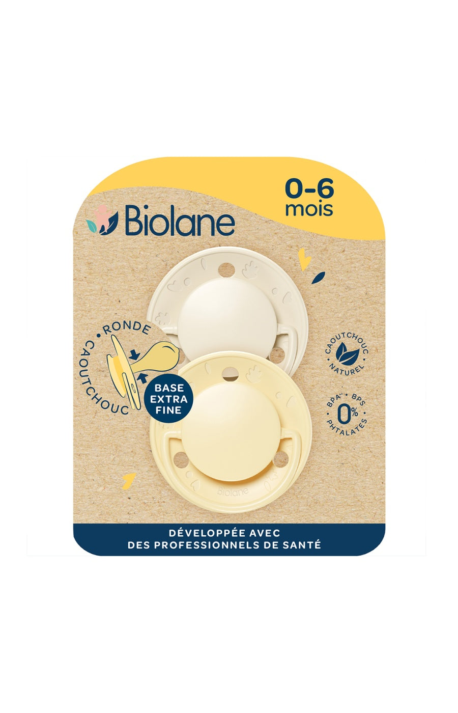 Tétines rondes - Originale - 0 à 6 mois - Jaune & beige