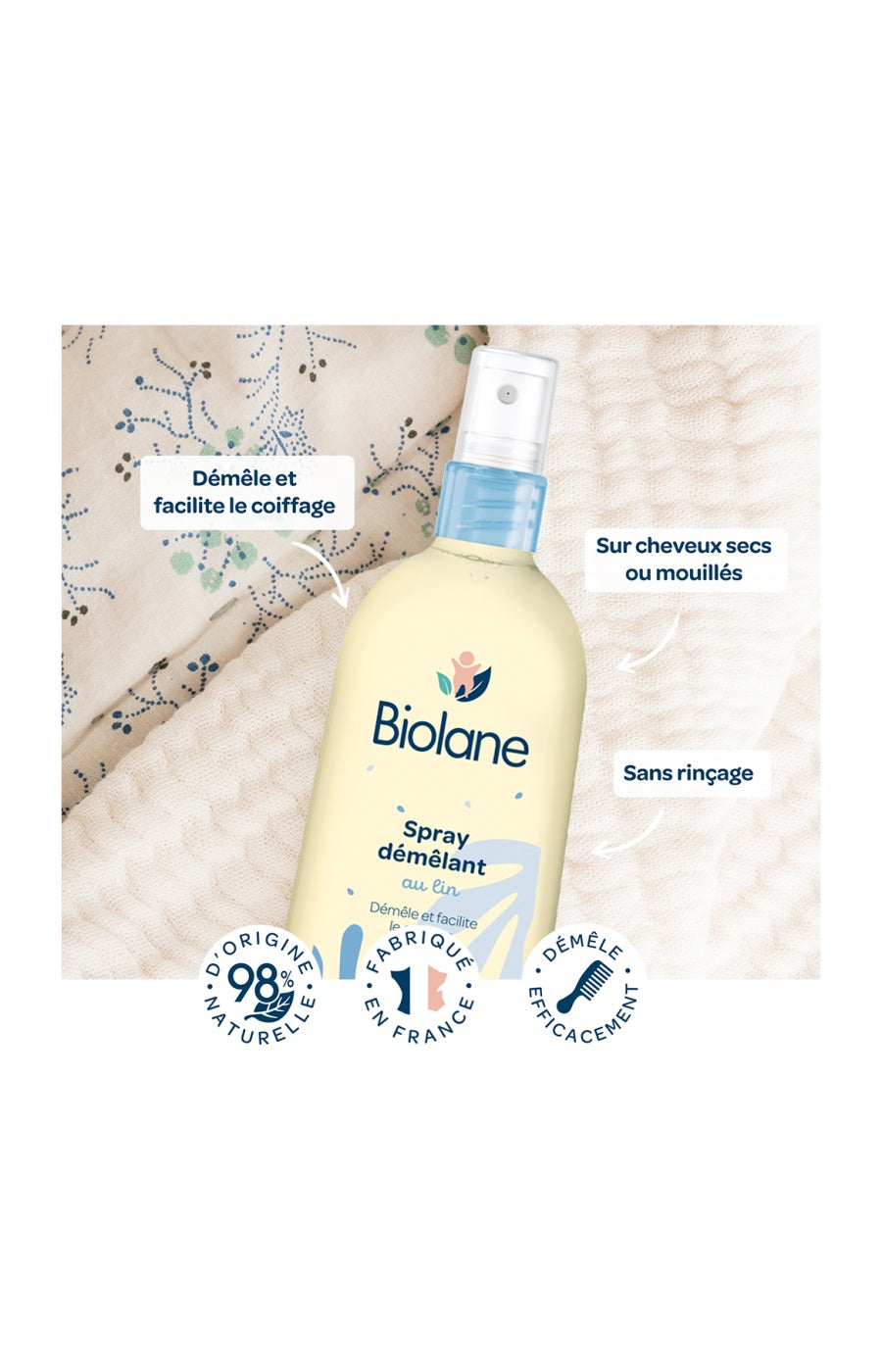 Sprays démêlants cheveux - Lin - Bébé - 2 x 200 ml