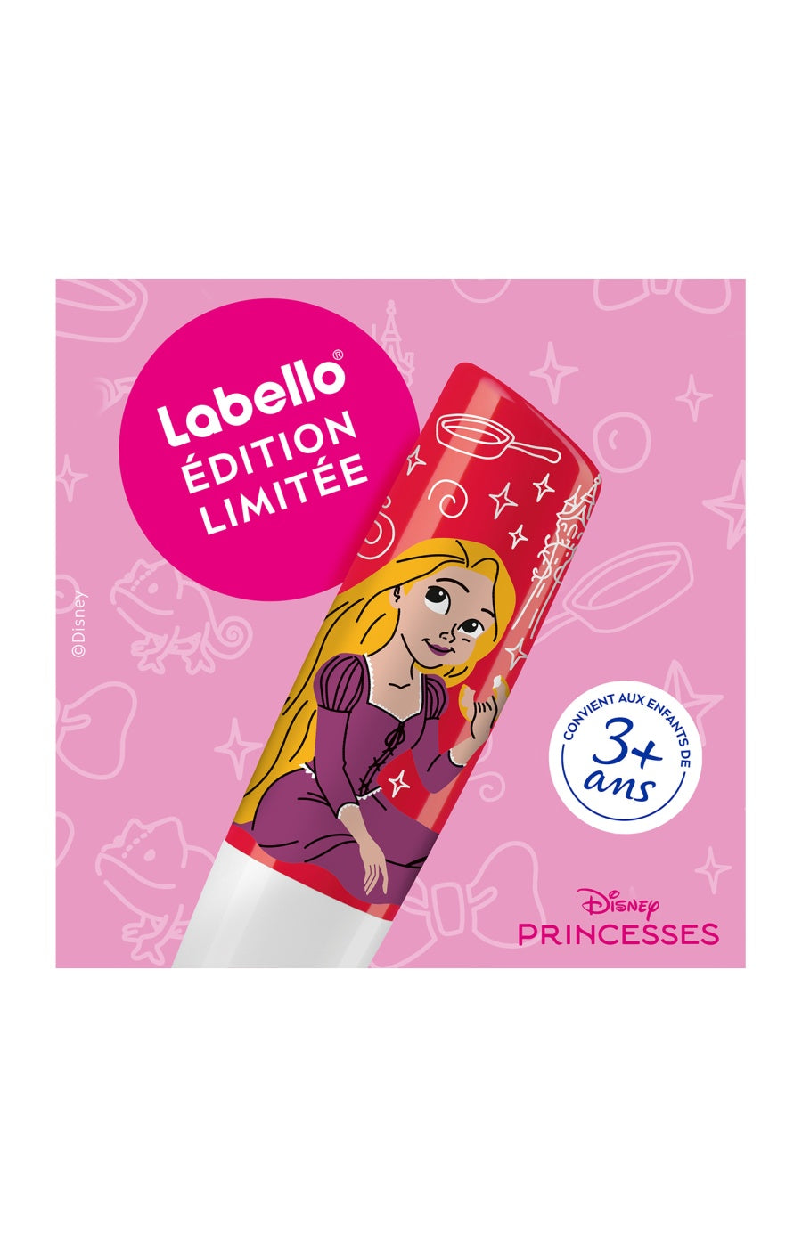 2 baumes à lèvres - Labello - Disney Princesse - Fraise - Raiponce - 4,8 g