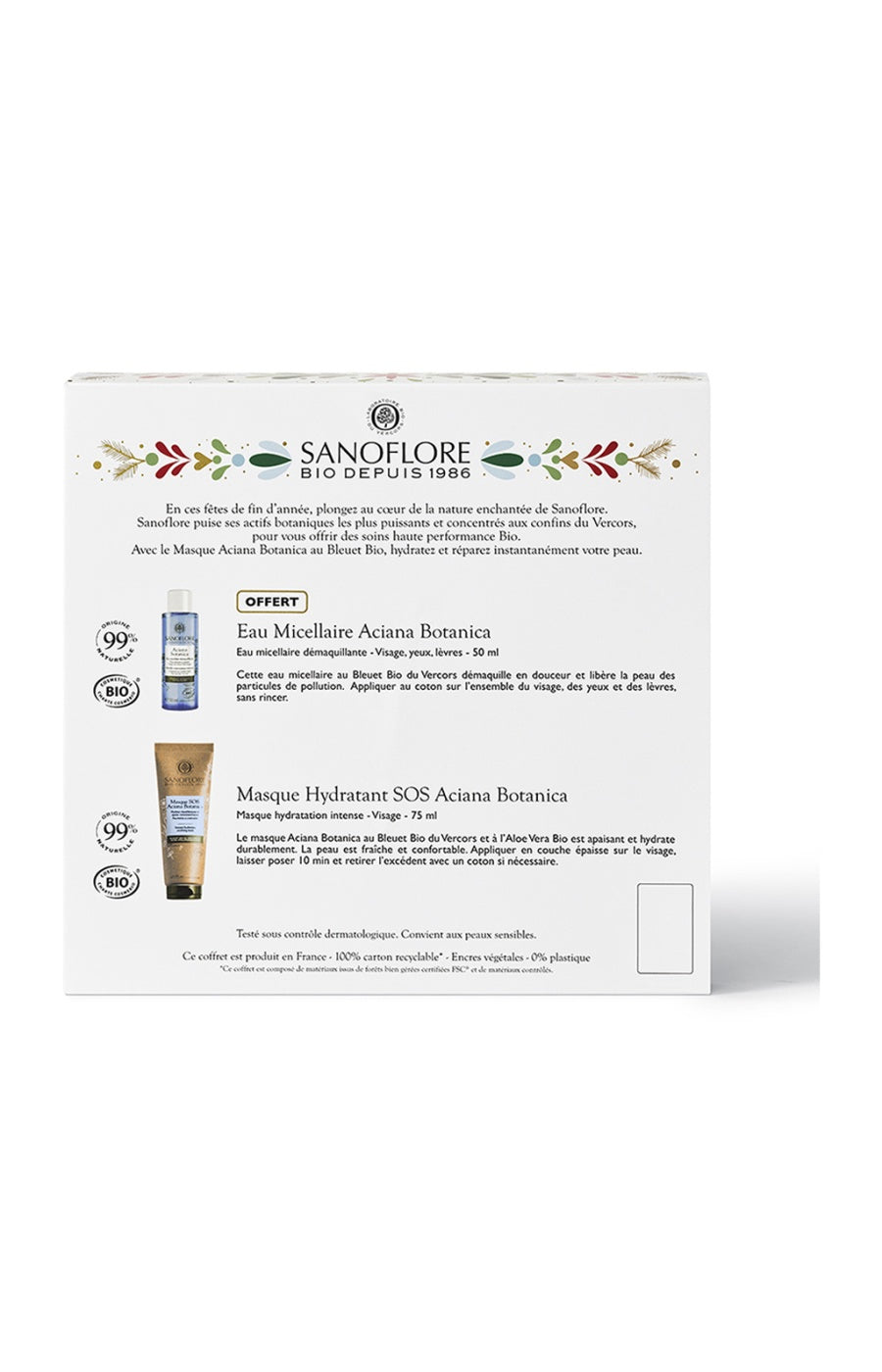 Coffret Aciana Botanica - Peaux sensibles - 3 produits