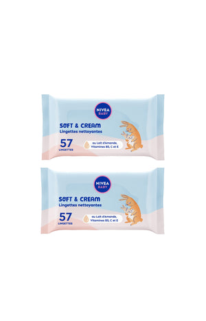 2 paquets de lingettes nettoyantes multi-usages - Soft & Cream - Bébé