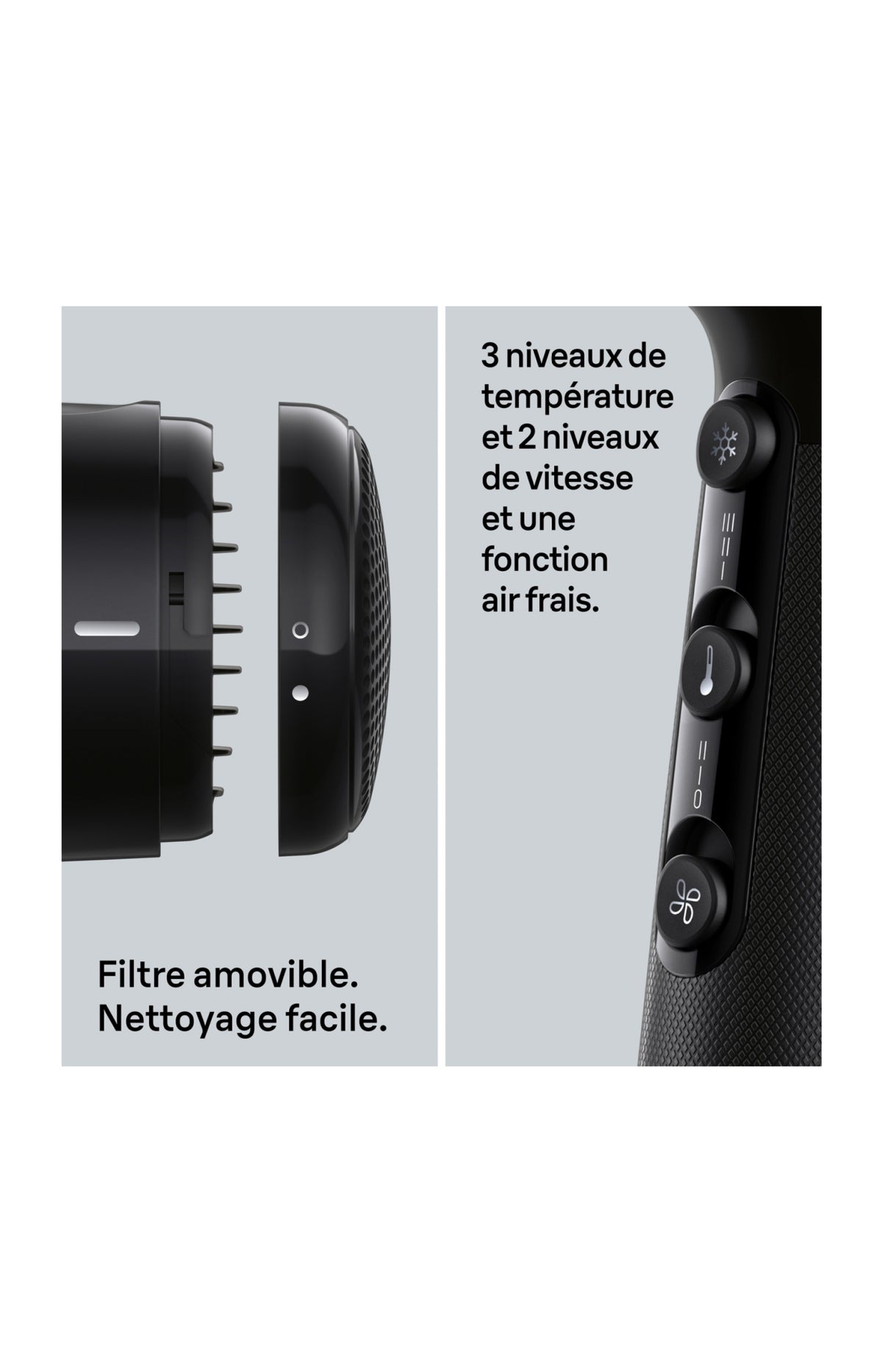 Sèche-cheveux - 2200 W - Noir