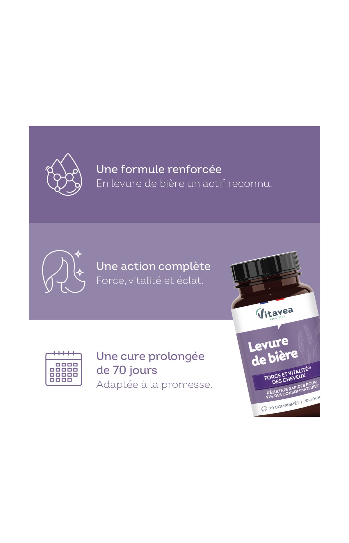 Cure cheveux force & vitalité - Levure de bière - 70 jours
