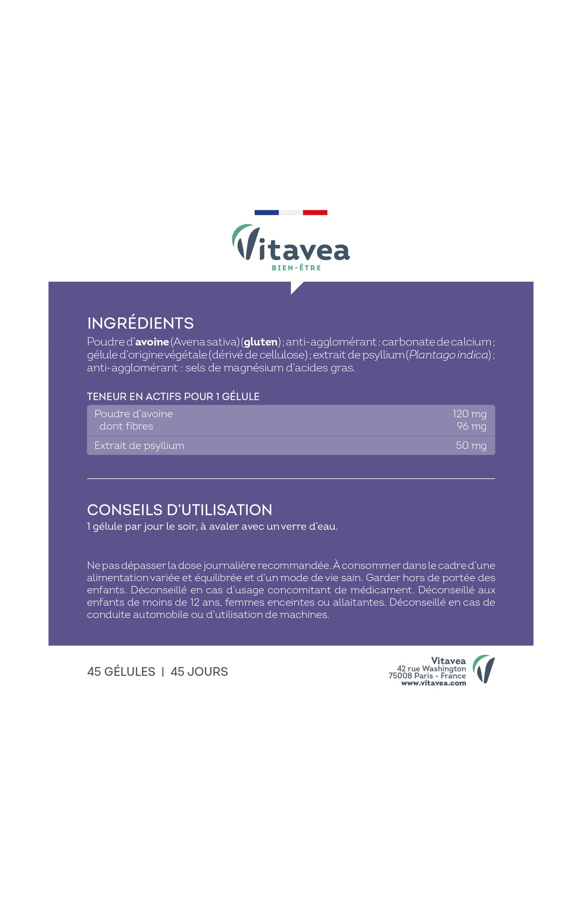 Cure transit - Fibres psyllium - 45 jours