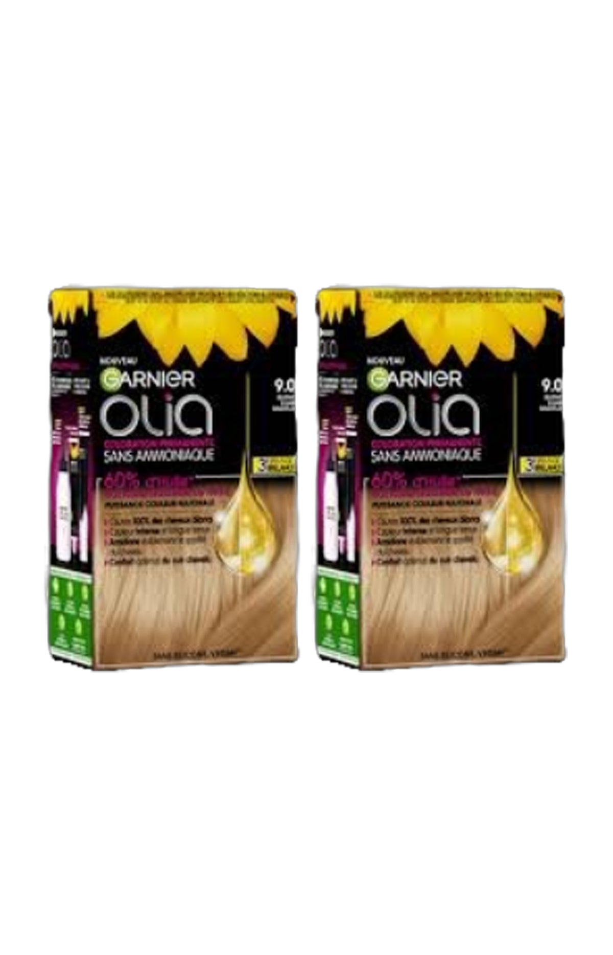 2 kits coloration permanente - Olia - 9.0 Blond clair radieux