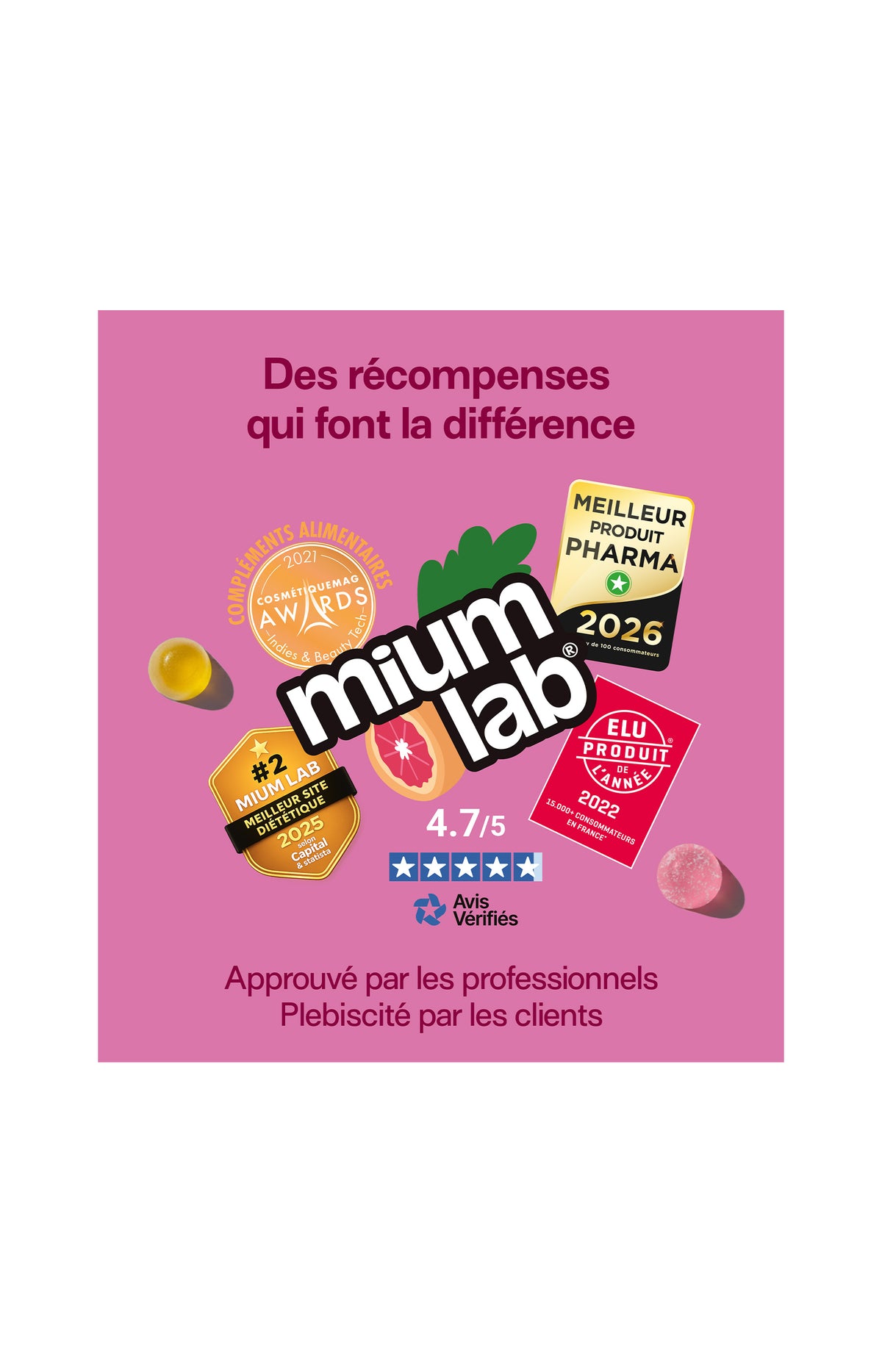 Gummies vitamine D - Mangue - Sans sucres - 21 jours