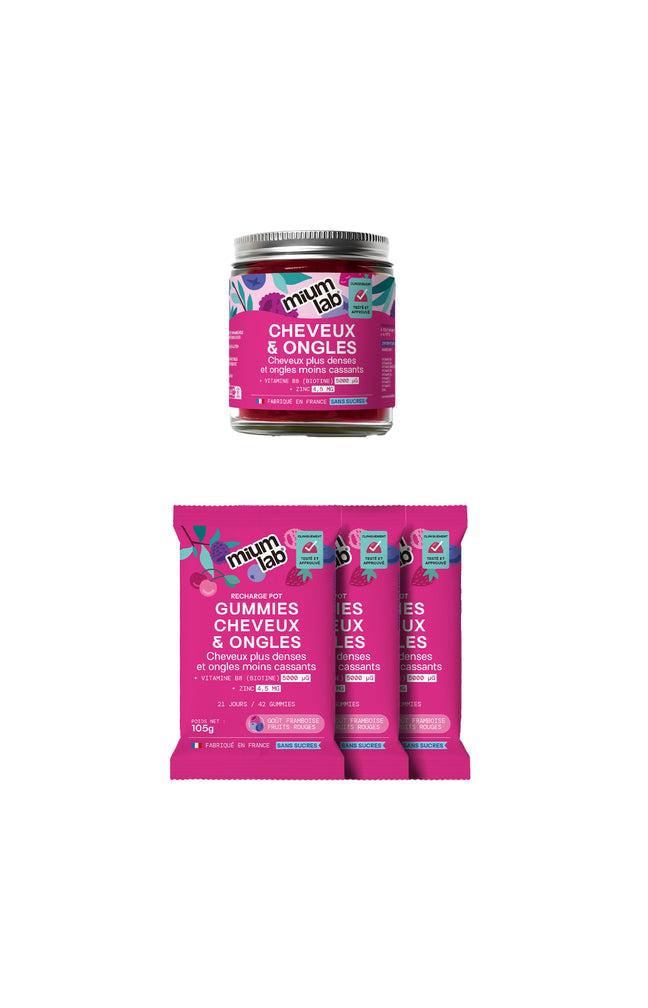Cure gummies cheveux & ongles - Framboise - Sans sucres - 3 mois
