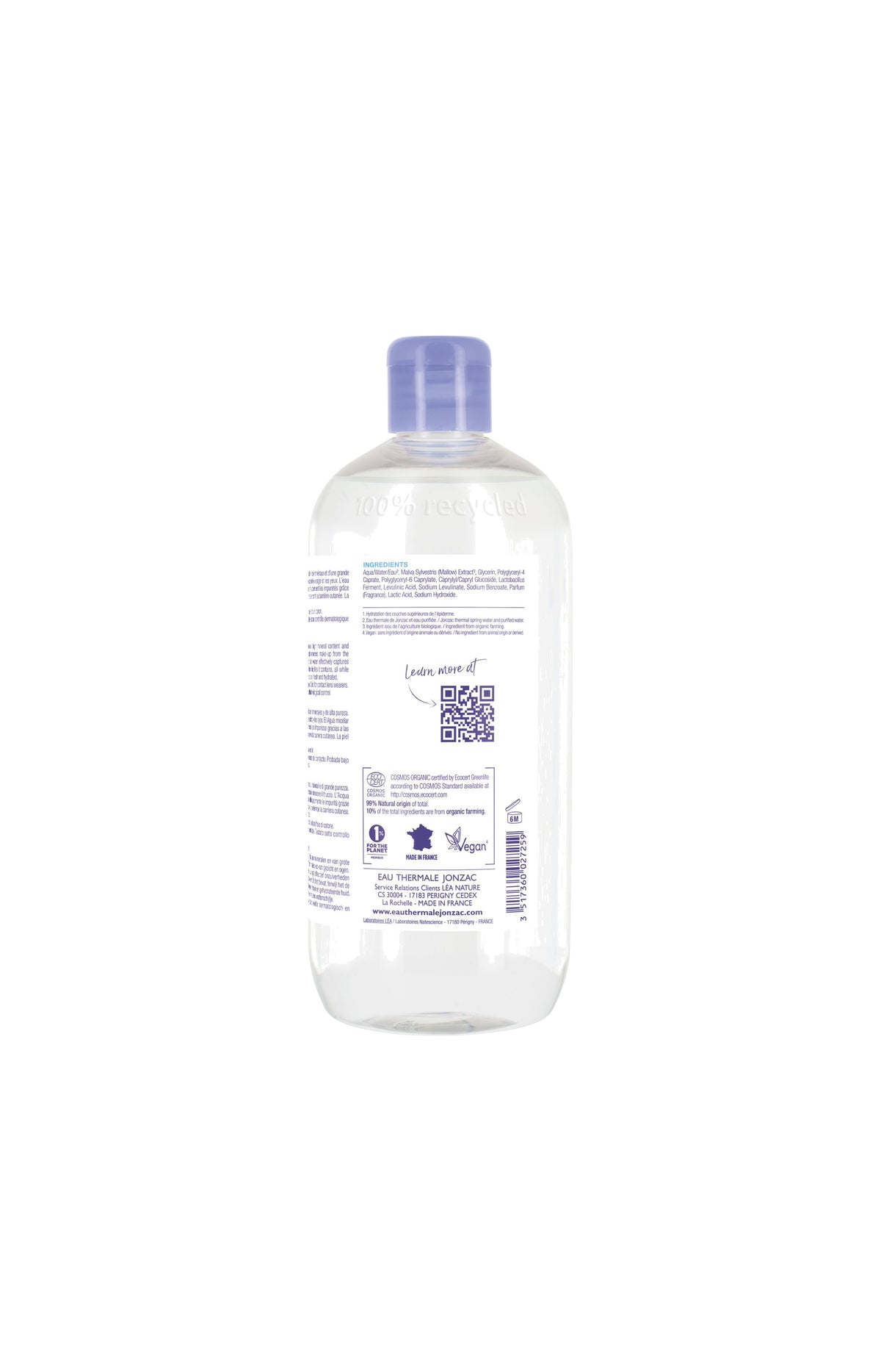 Eau micellaire hydratante bio - Haute tolérance - Visage