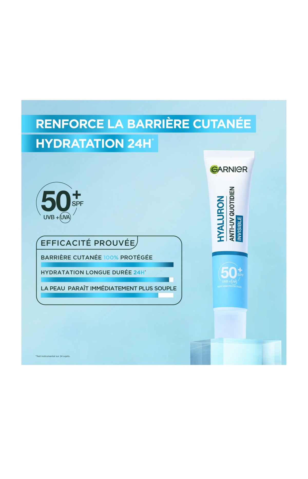 Fluide hydratant invisible SPF50+ - Acide hyaluronique - 40 ml
