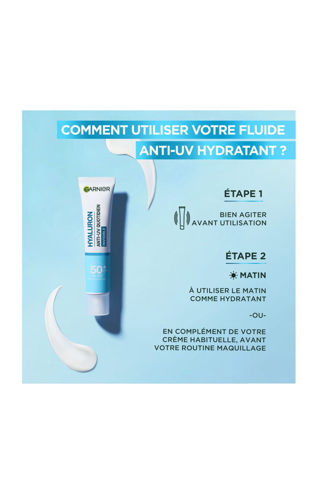 Fluide hydratant invisible SPF50+ - Acide hyaluronique - 40 ml