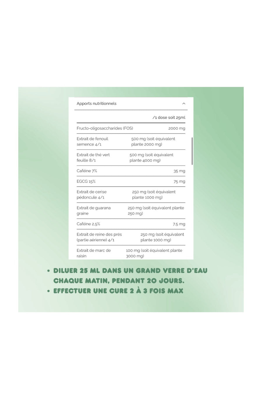 Sirop brûleur de graisse express - Guarana & thé vert - 20 jours