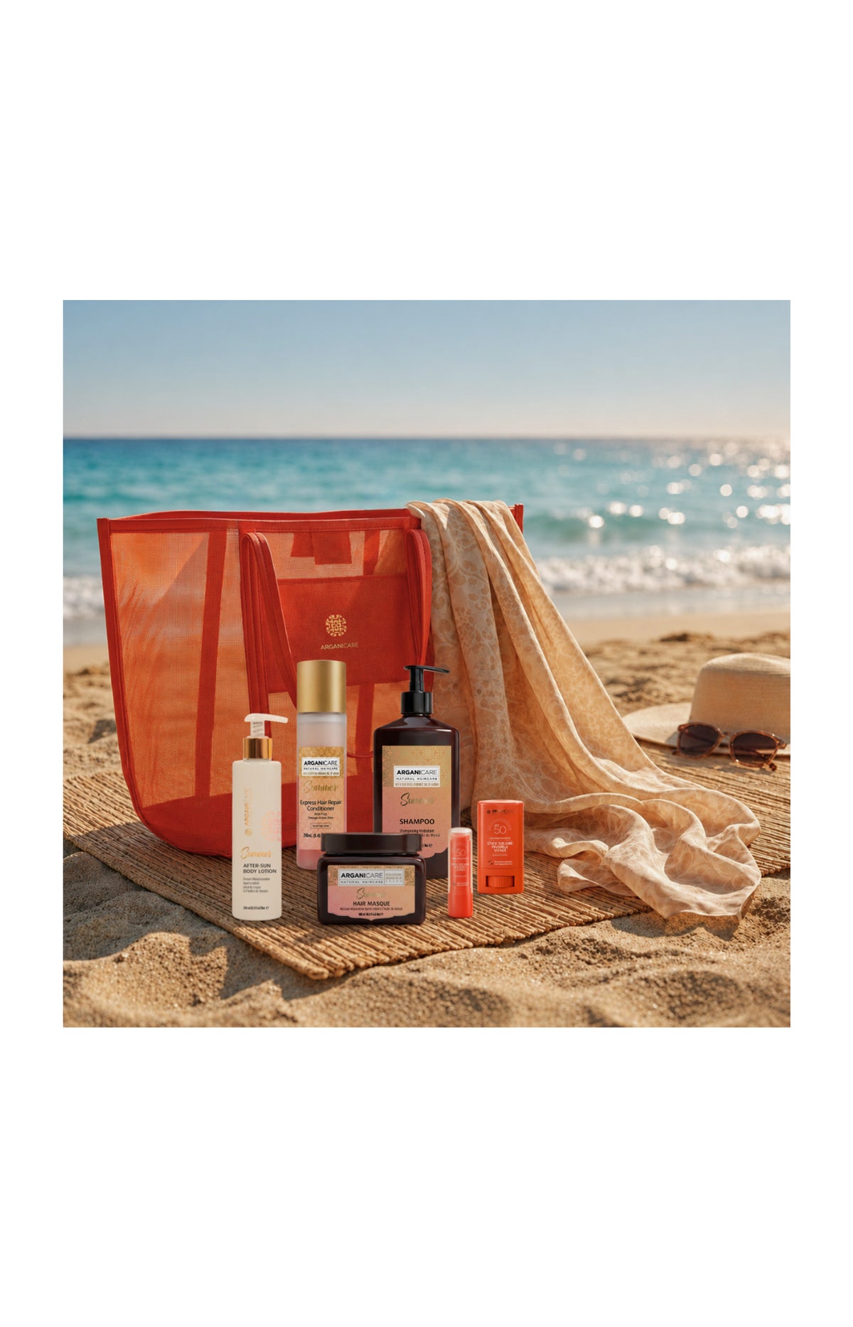 Sac de plage Summer Glow Monoi Premium Care - Cheveux, visage & corps - 8 produits