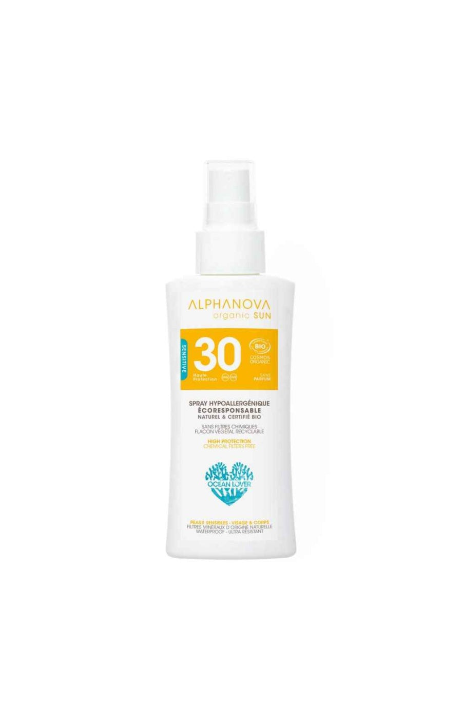 Spray solaire hypoallergénique SPF30 bio - Format voyage - 90 g