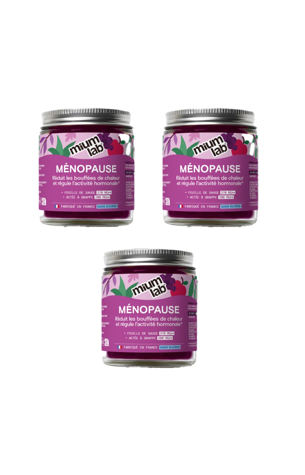 Cure sachets de gummies ménopause - Pomme & cassis - Sans sucres - 2 mois