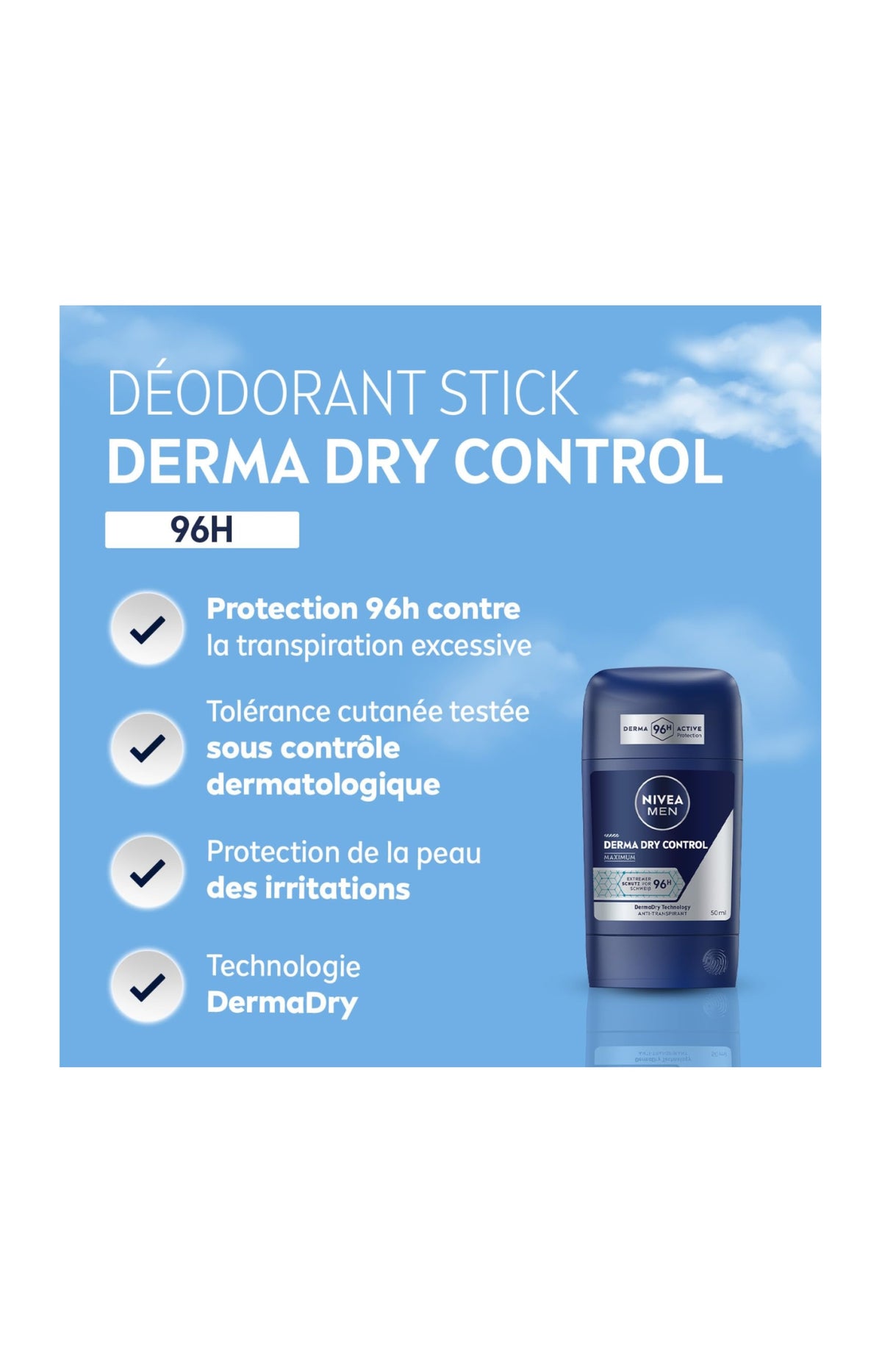 Déodorant bille anti-transpirant - Dry Control 96H - Nivea Men