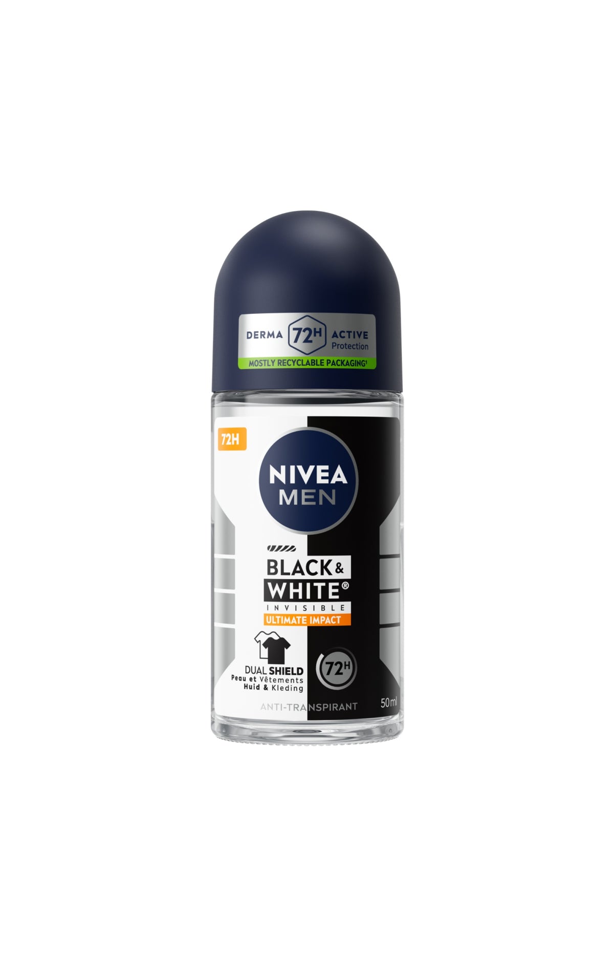 2 déodorants bille 72 h - Black & White Ultimate Impact - Homme - 50 ml
