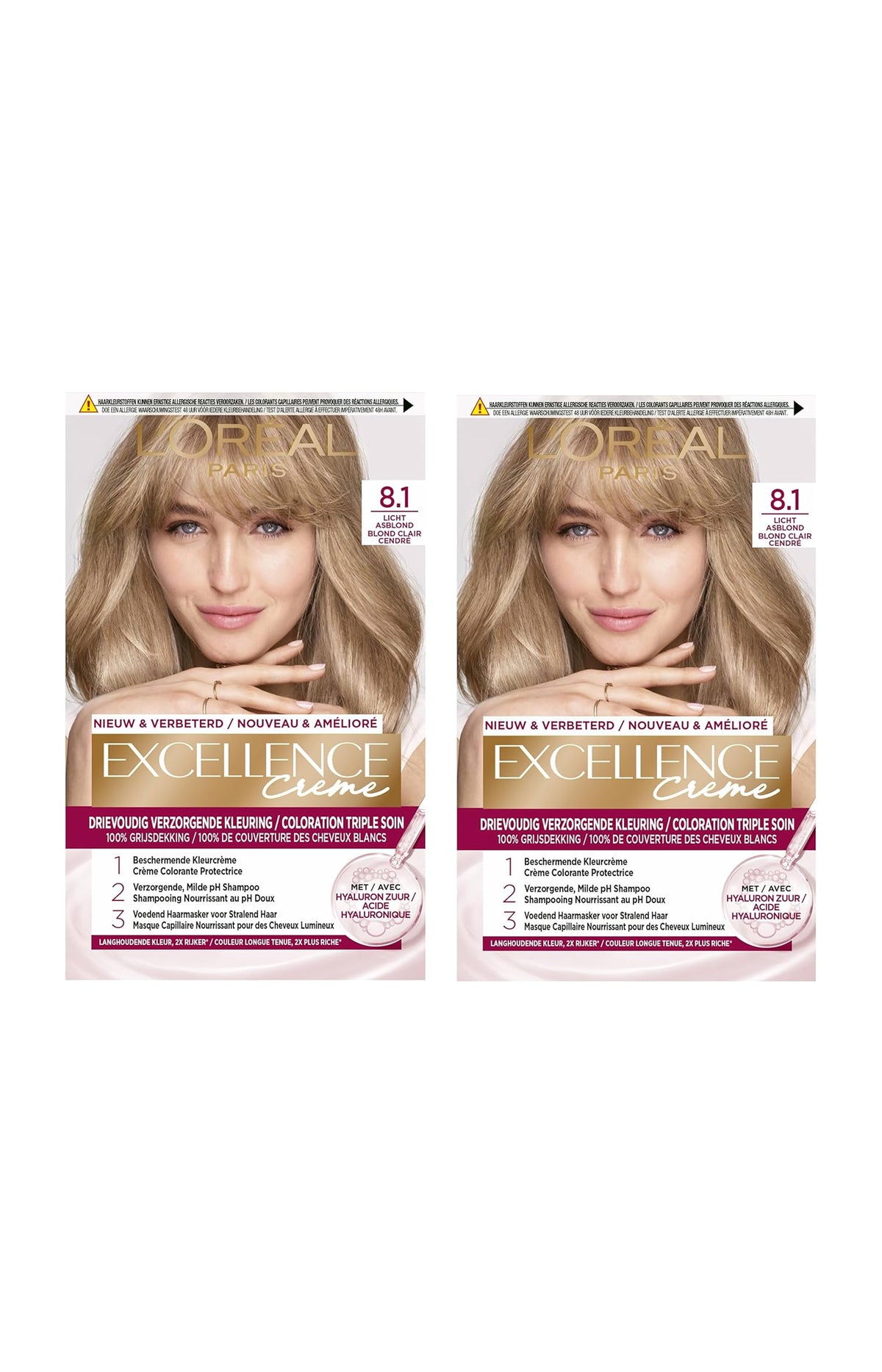 2 colorations permanentes - Excellence crème - 08/1 Blond clair cendré