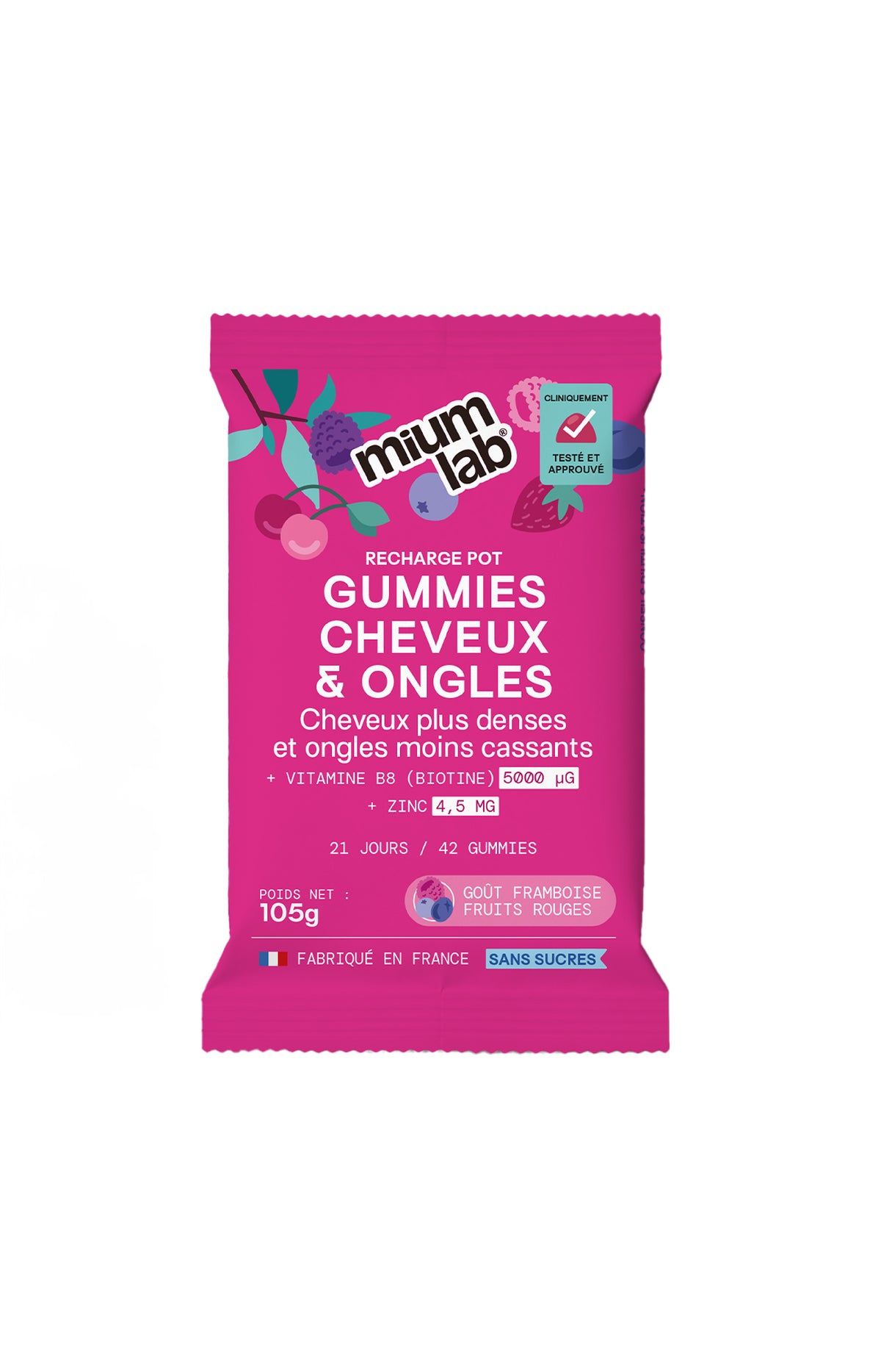 Recharge - Gummies Cheveux et Ongles - Pousse et renforcement - 1 mois