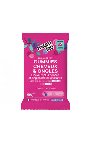 Recharge - Gummies Cheveux et Ongles - Pousse et renforcement - 1 mois