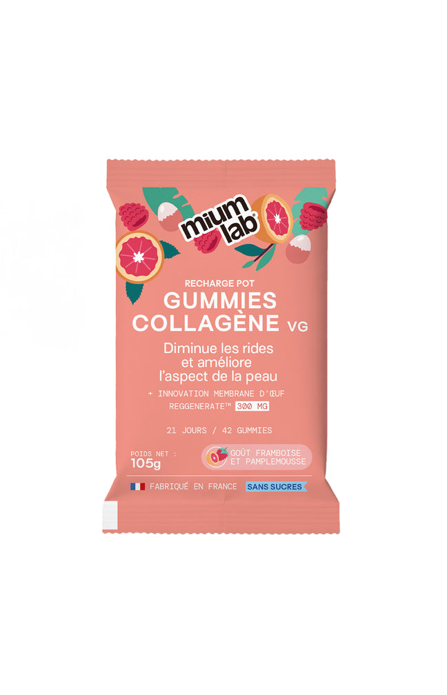 Recharge - Gummies Collagène - Diminue les rides - Framboise & pamplemousse - 1 mois