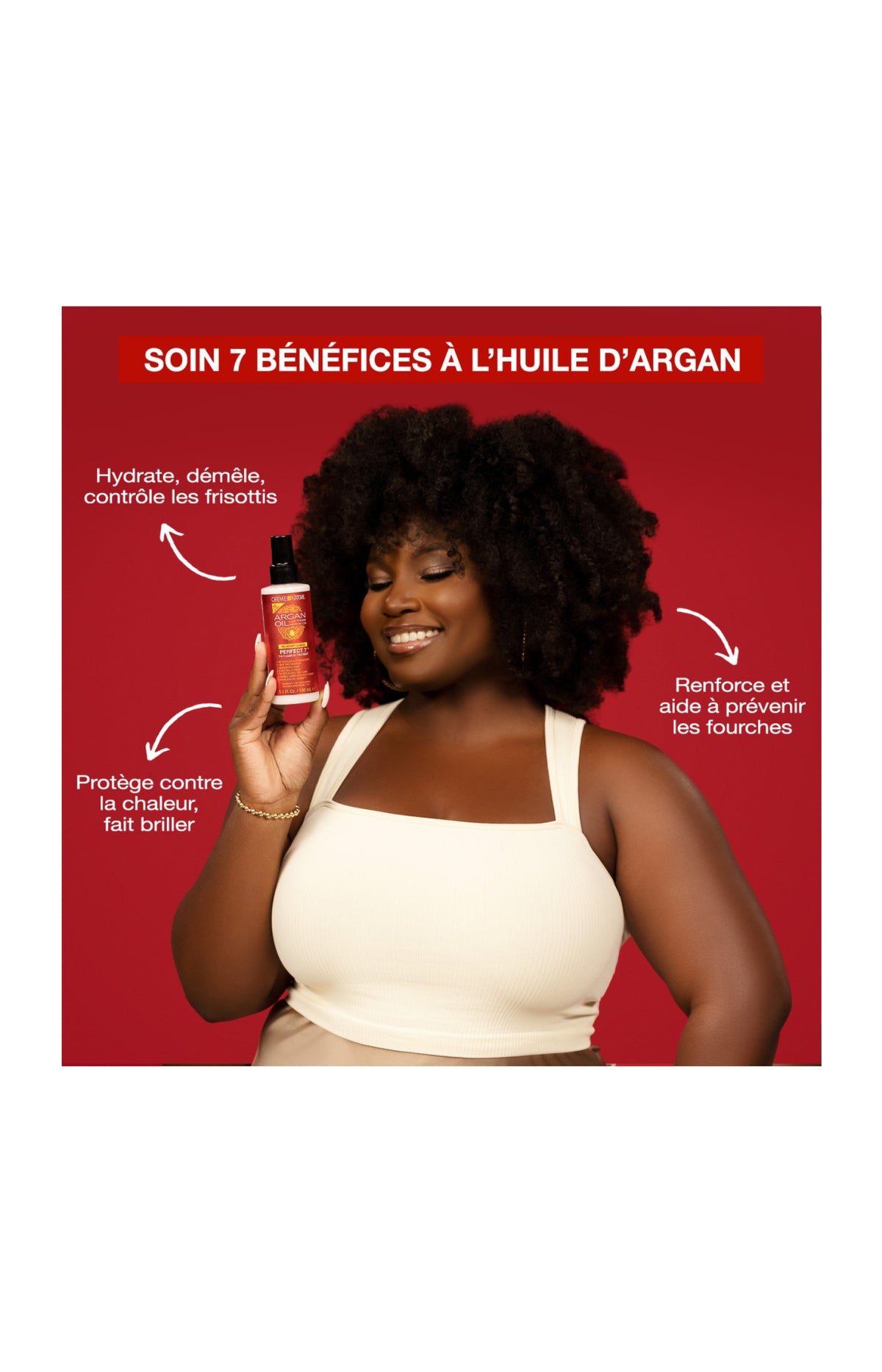 Soin protecteur sans rinçage - Huile d'argan du Maroc - Cheveux bouclés - 150 ml