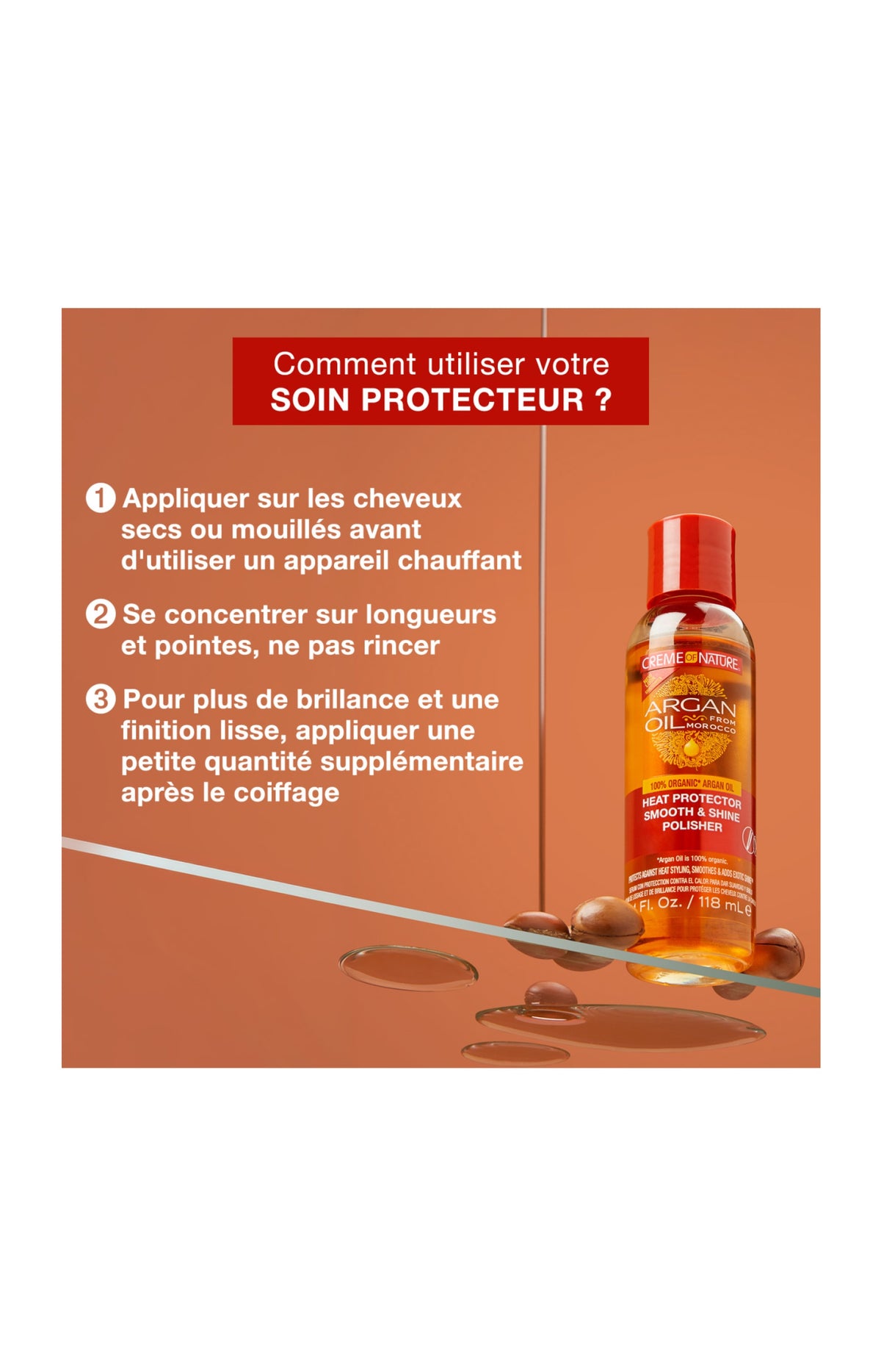 Mousse coiffante - Huile d'argan du Maroc - Cheveux naturels ou défrisés - 200 ml