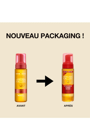 Mousse coiffante - Huile d'argan du Maroc - Cheveux naturels ou défrisés - 200 ml