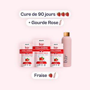 Collagène Fraise- Cure 90 jours + gourde Rose