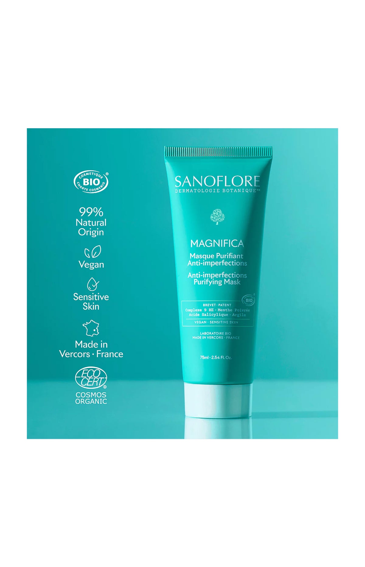 Masque purifiant anti-imperfections bio - Magnifica - 75 ml