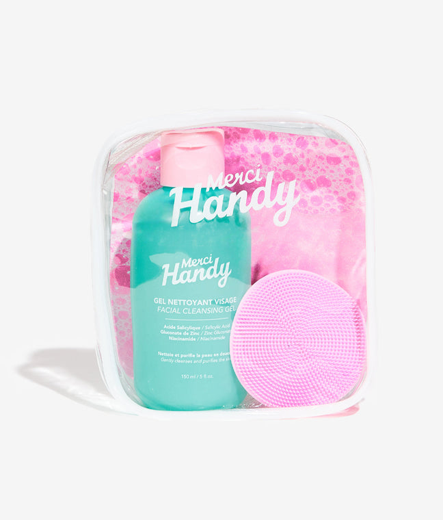 Gel nettoyant visage + brosse exfoliante
