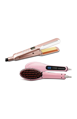 Pack Fer à Lisser + Brosse Lissante + Protecteur Thermique